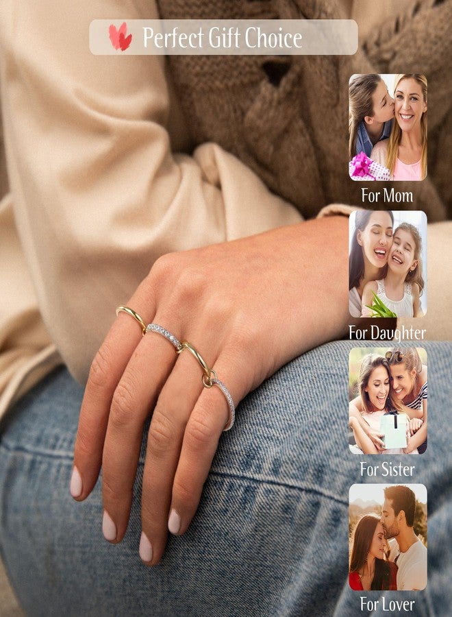 OOOPEL Gold Interlocking Stackable Rings for Women Non Tarnish Dainty Gold Silver Mixed Metals Stackable Interlocked Ring Set Minimalist Statement Rings for Women Hypoallergenic Jewelry Gifts - Image 4